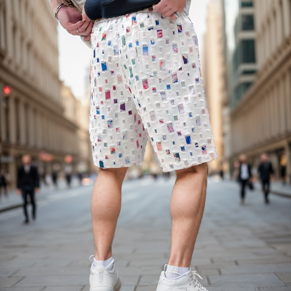 Ripped Color Block Soft Shorts