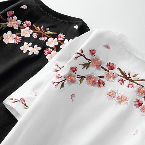 Sakura embroidered T-shirt