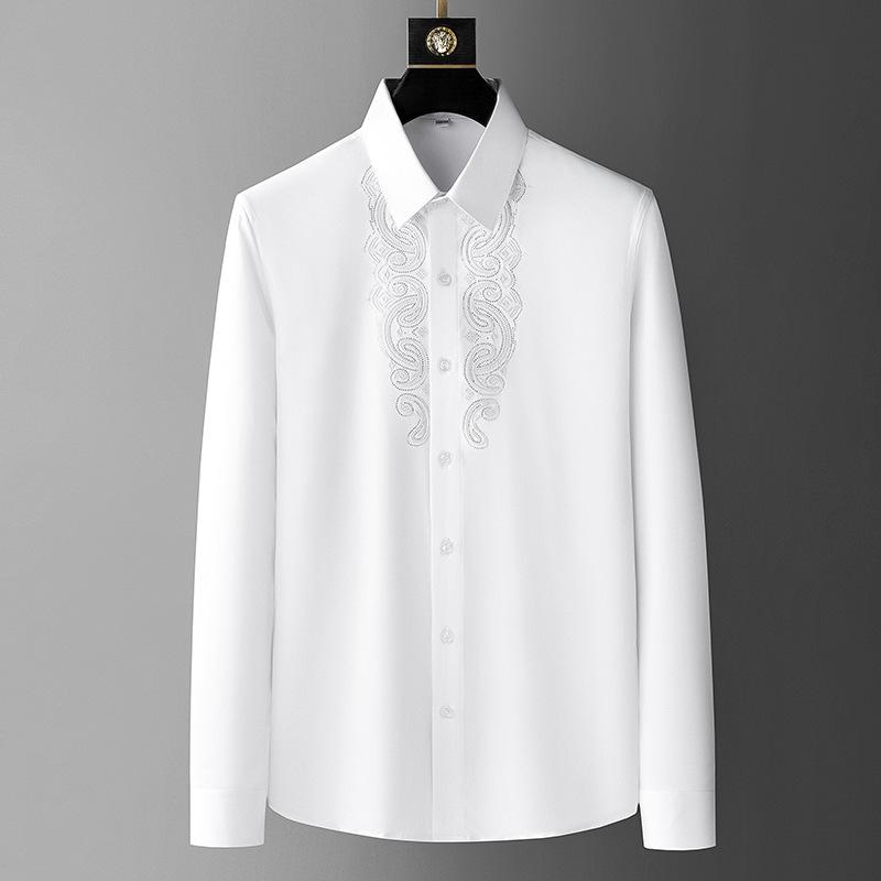 Simple embroidery ironed diamond shirt