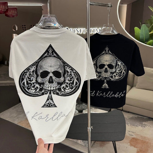 Spades skull rhinestone T-shirt