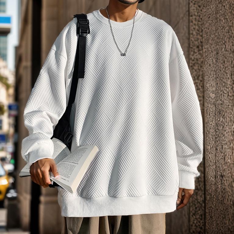 Simple white wall embossed sweater