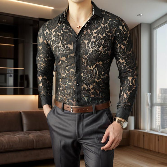 Lace Hollow Sexy Slim Fit Shirt