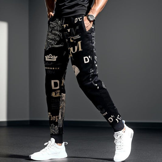 Cool printed fleece casual pants