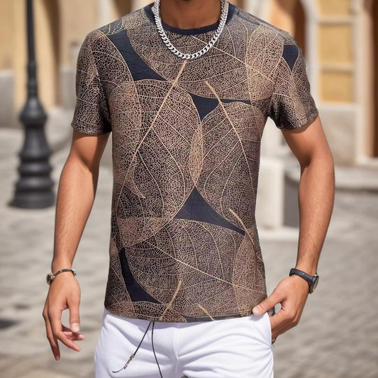 Veins textured ice silk T-shirt