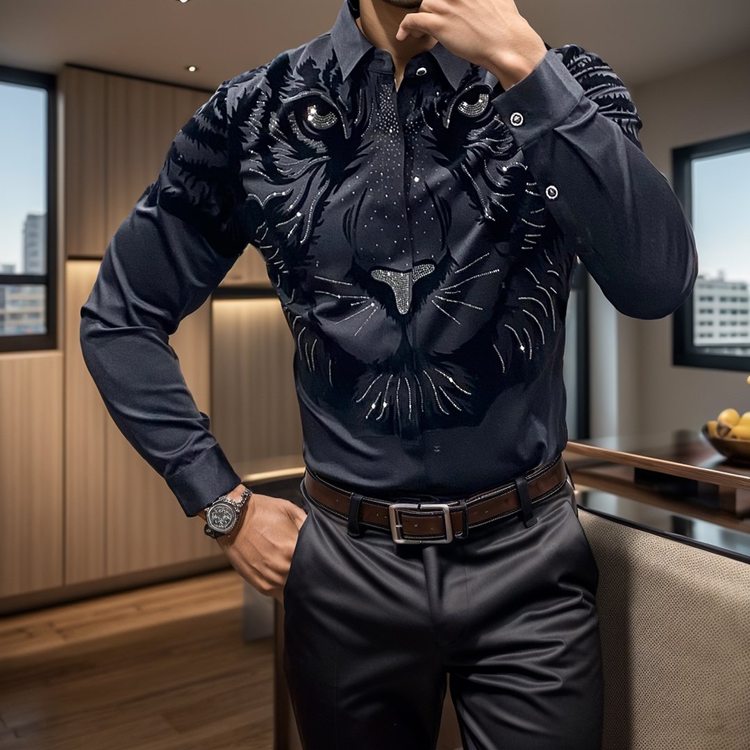 Tiger head jacquard shirt