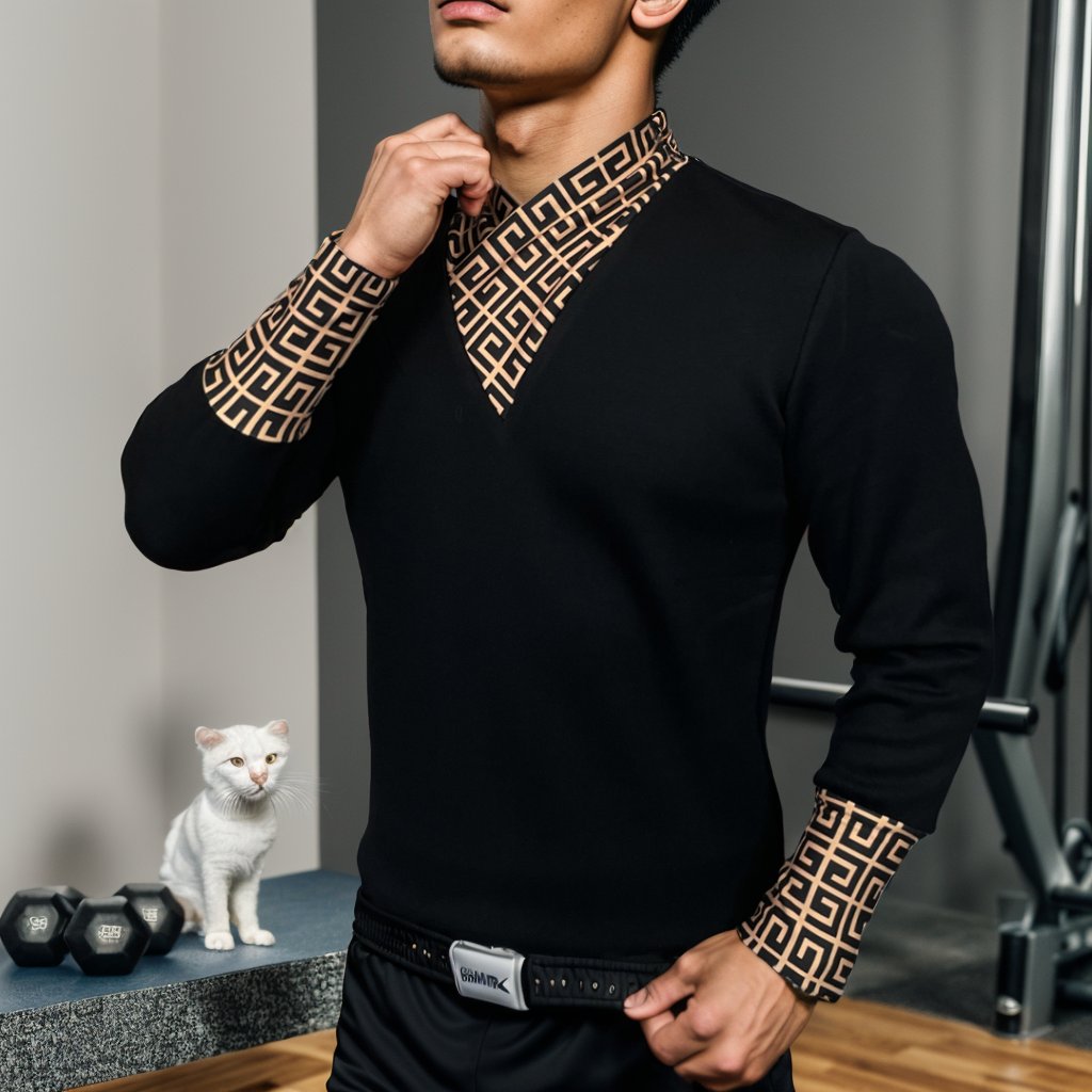 Paneled half turtleneck slim fit stretch top