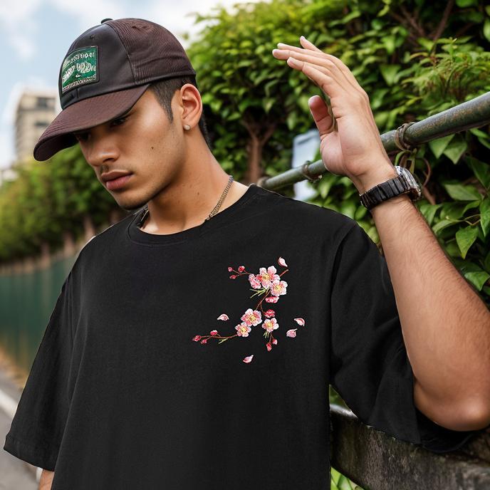 Sakura embroidered T-shirt