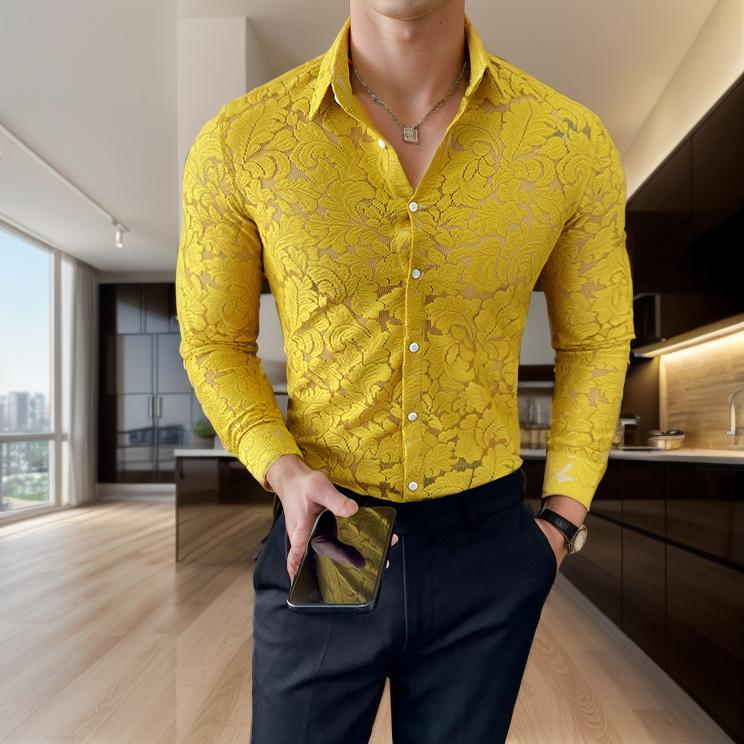 Lace Hollow Sexy Slim Fit Shirt