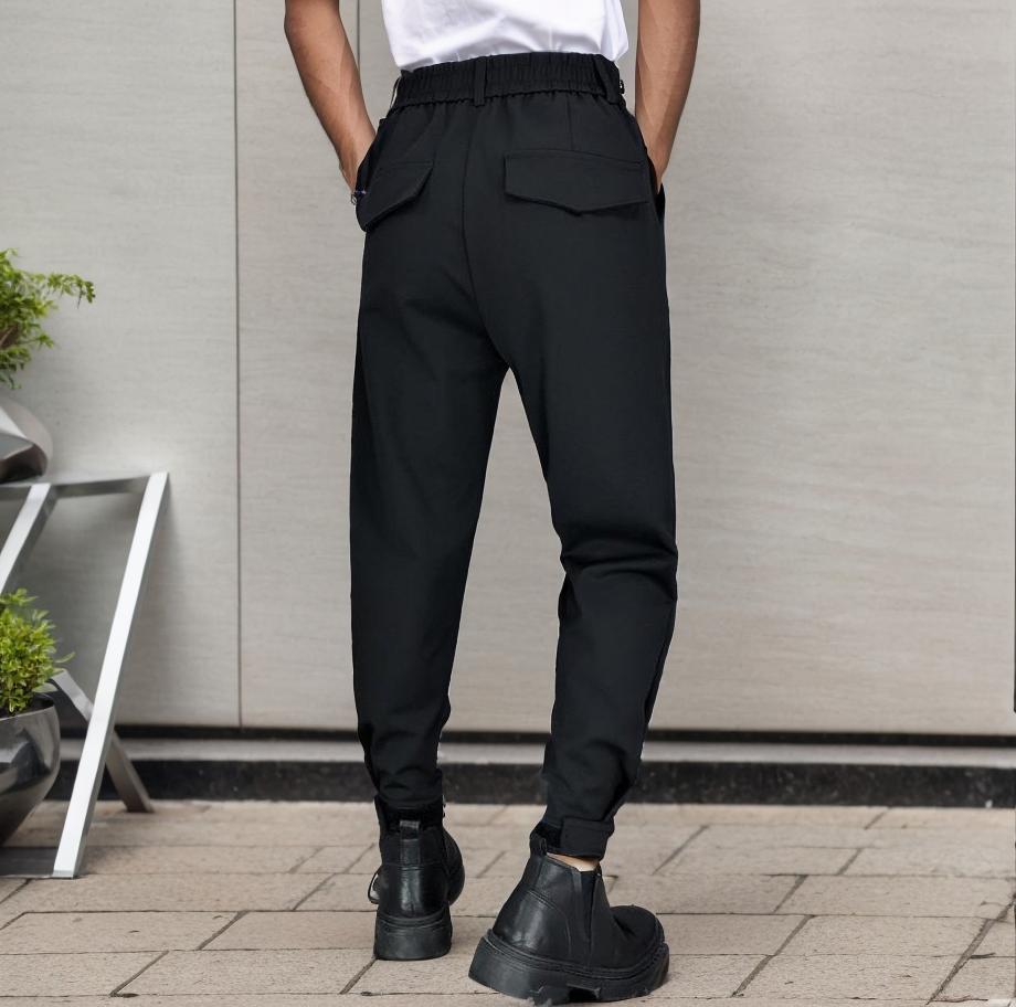 Velcro loose slim fit stretch trousers