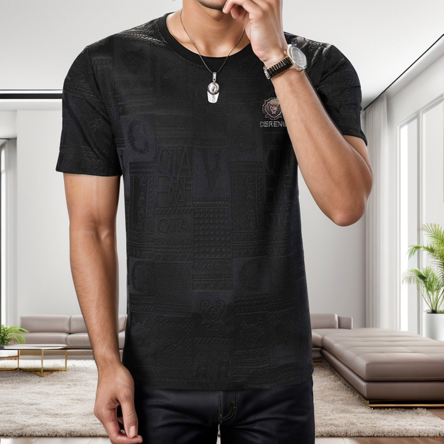 Ice silk jacquard T-shirt