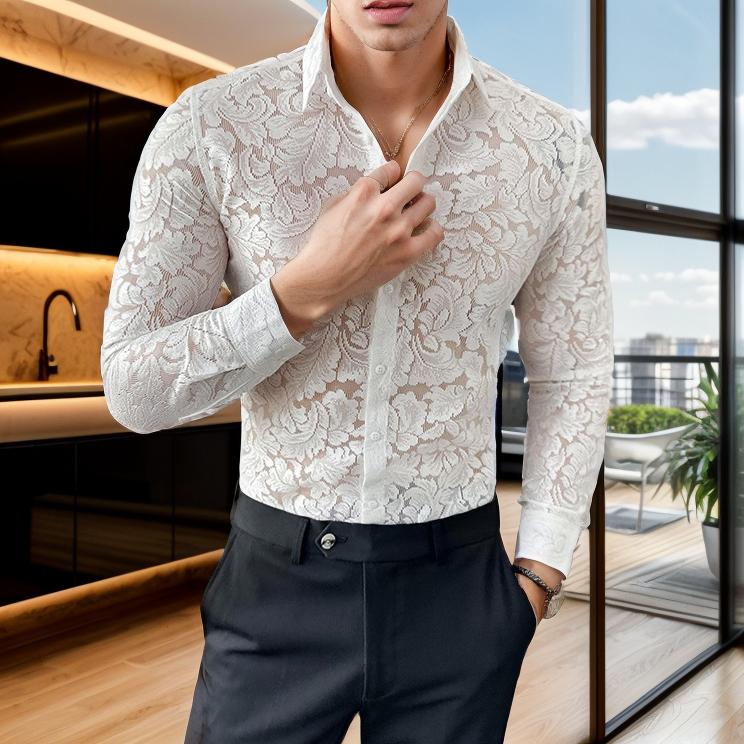 Lace Hollow Sexy Slim Fit Shirt