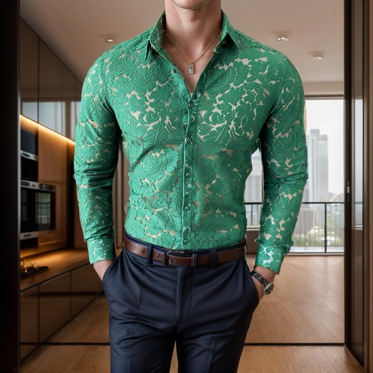 Lace Hollow Sexy Slim Fit Shirt