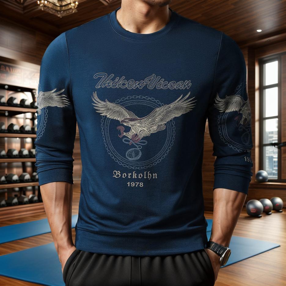 Rhinestone eagle print breathable skin-friendly sweatshirt