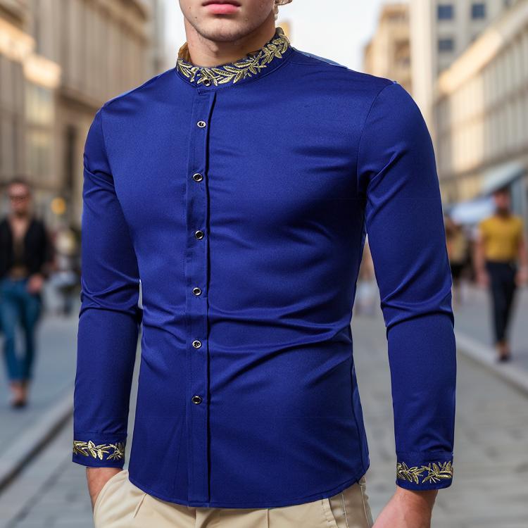 Gold embroidered slim fit shirt