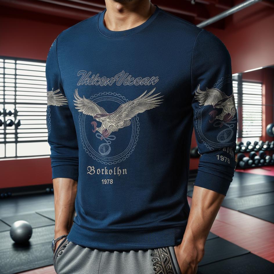 Rhinestone eagle print breathable skin-friendly sweatshirt