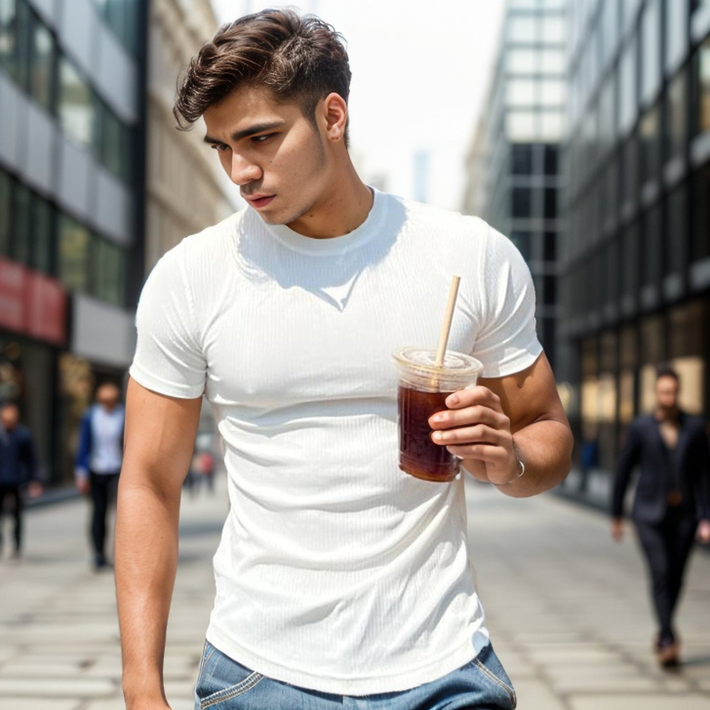 Pure cotton stretch slim fit bottoming T-shirt