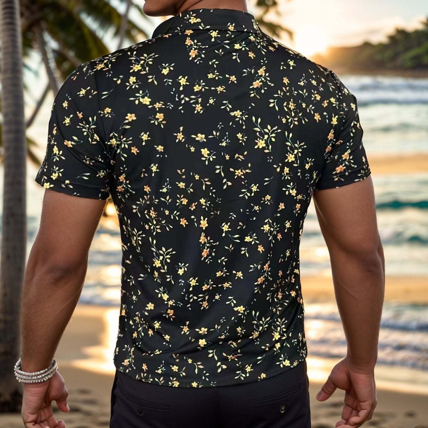 Floral slim fit polo