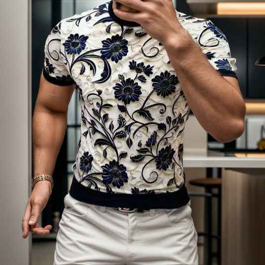 Embossed style floral T-shirt