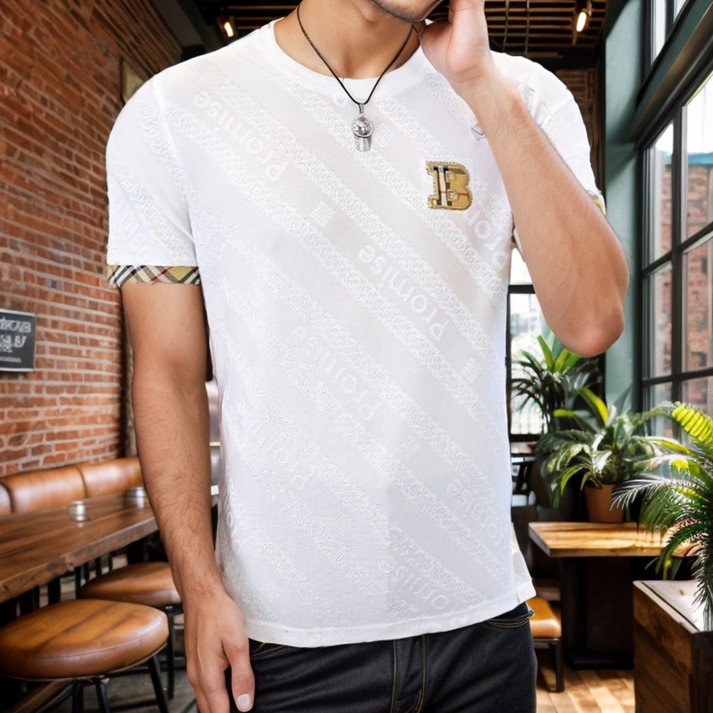 B logo ice silk T-shirt