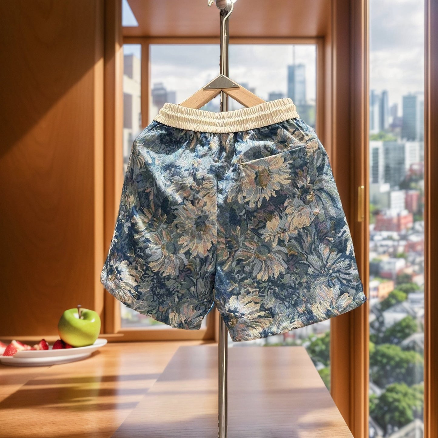 Oil painting jacquard shorts