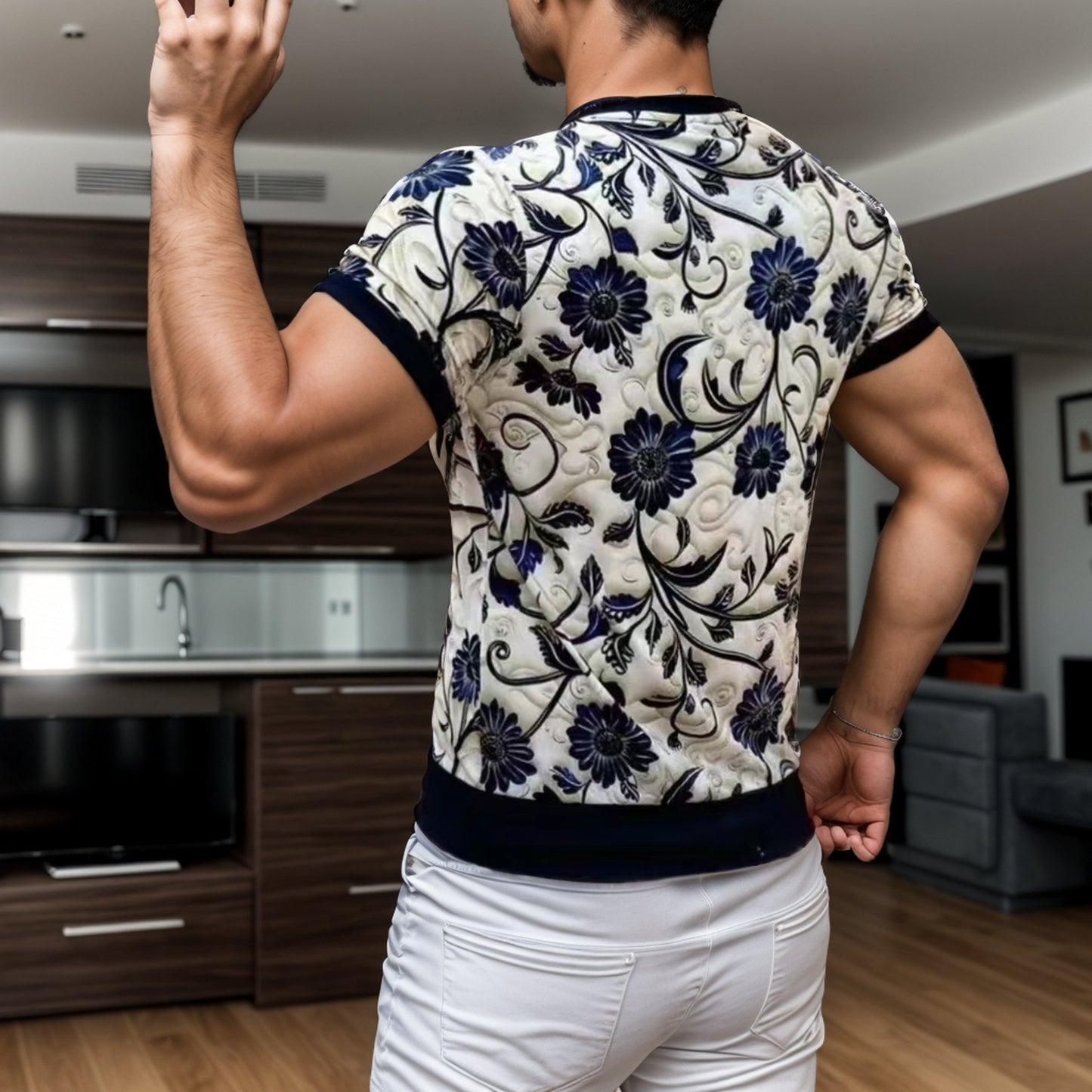 Embossed style floral T-shirt