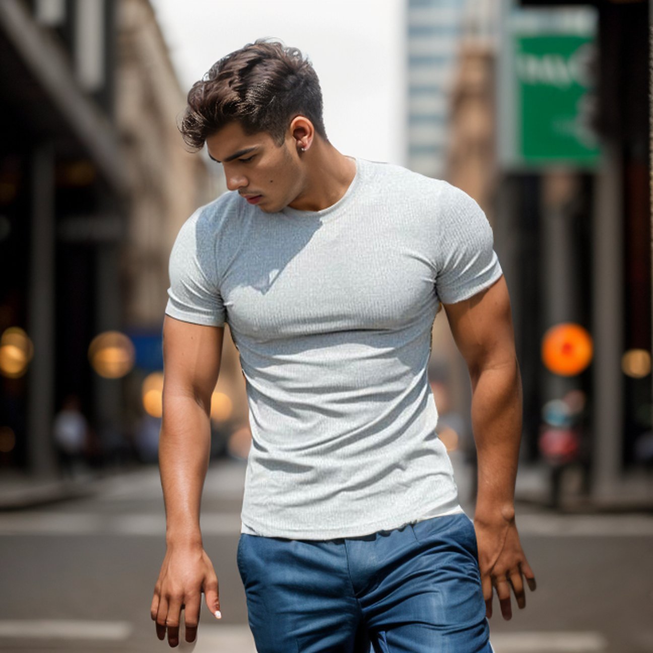 Pure cotton stretch slim fit bottoming T-shirt