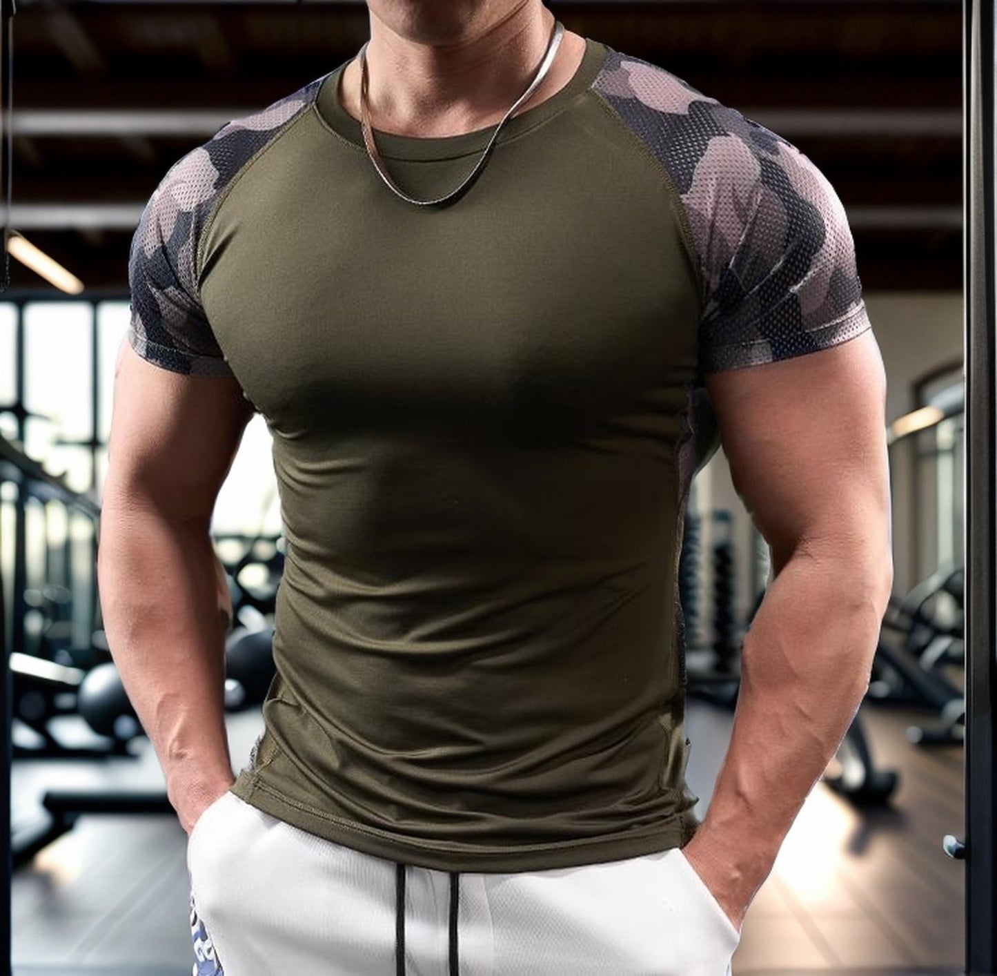 Camouflage slim-fit quick-drying sports T-shirt