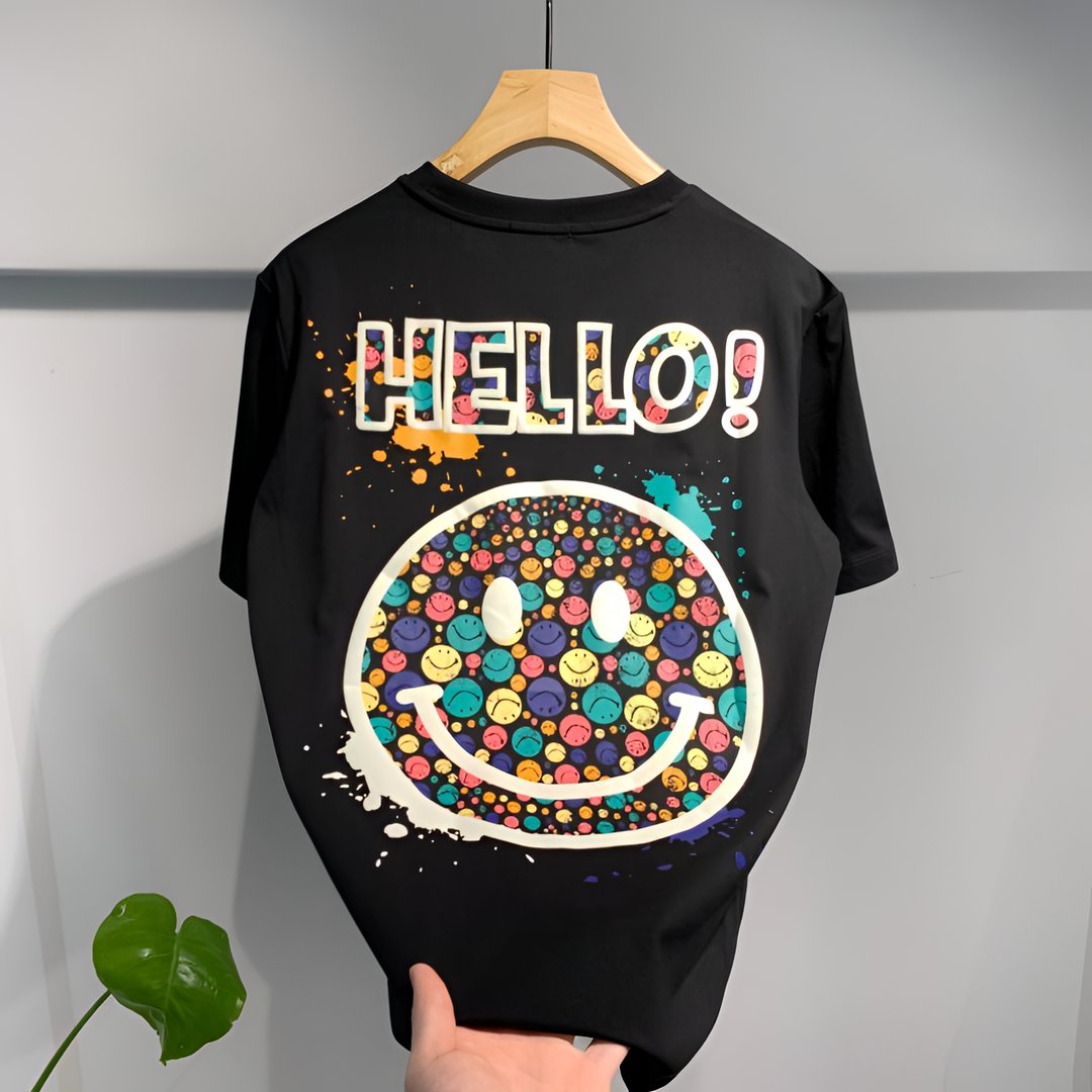 HELLO smiley print T-shirt