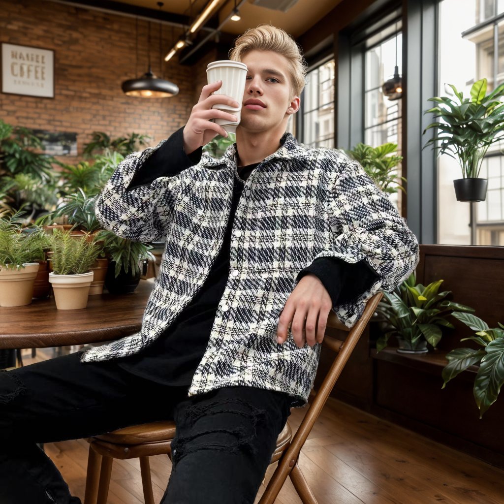 Woven plaid breathable shirt jacket