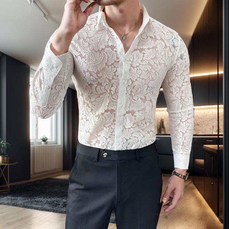 Lace Hollow Sexy Slim Fit Shirt