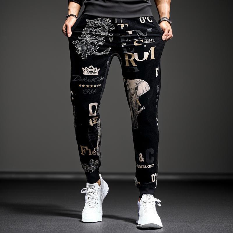 Cool printed fleece casual pants