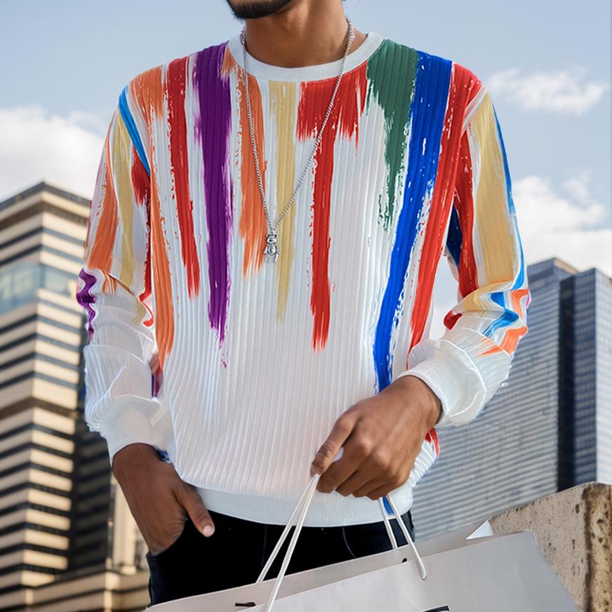 Rainbow graffiti autumn/winter cotton long-sleeved top