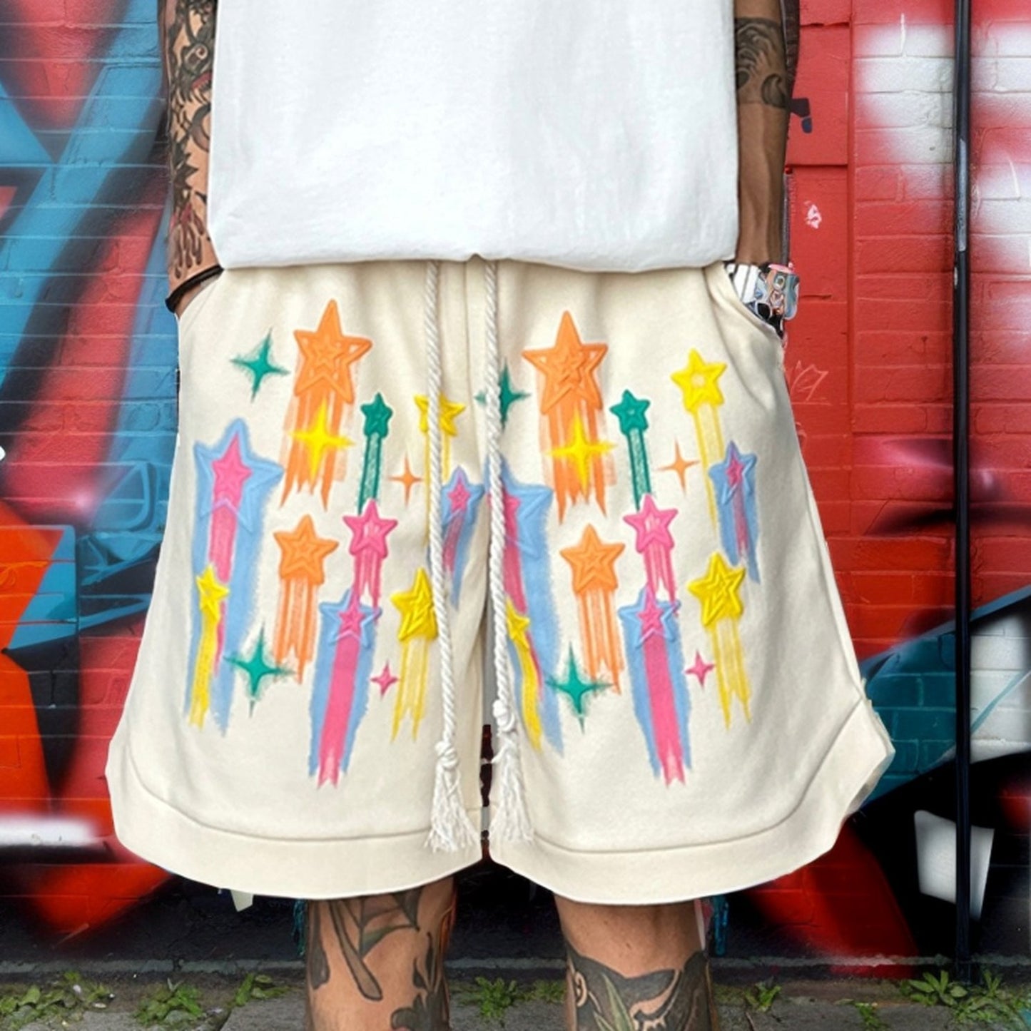 Star graffiti sports shorts