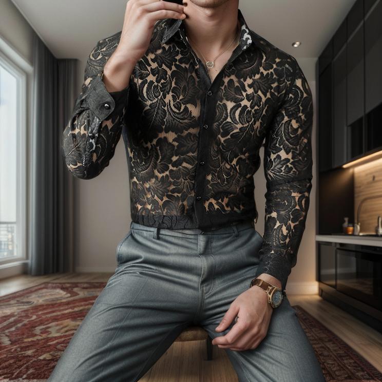 Lace Hollow Sexy Slim Fit Shirt