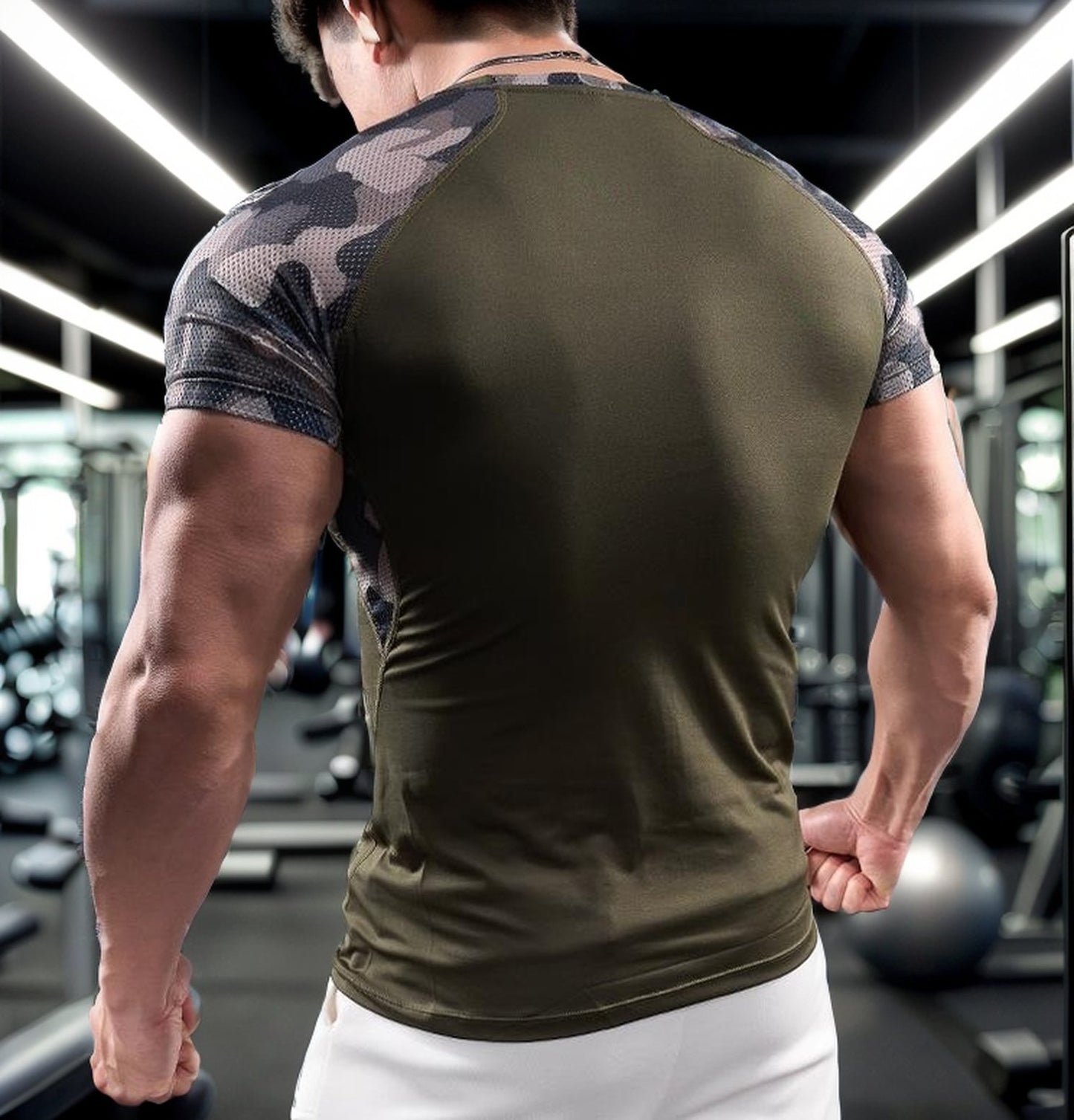 Camouflage slim-fit quick-drying sports T-shirt