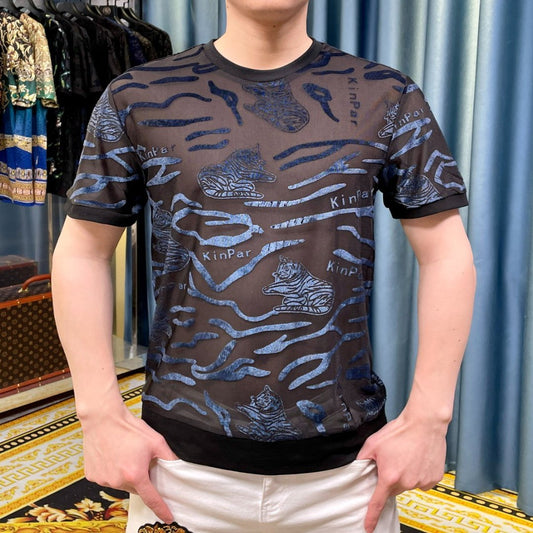 Sheer breathable printed T-shirt